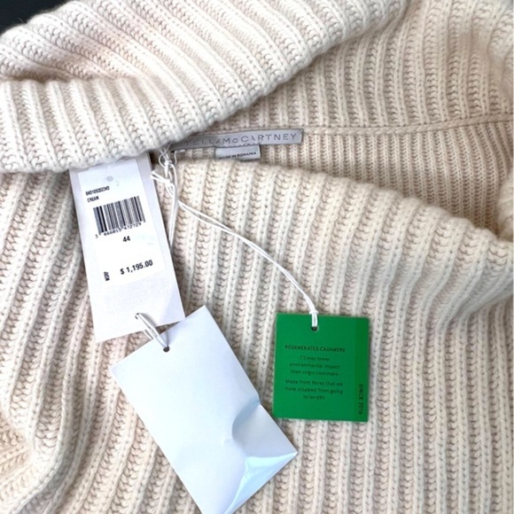 NWT Stella McCartney Button Patchwork Rib Cashmere Sweater, sz US 8 - Picture 9 of 10